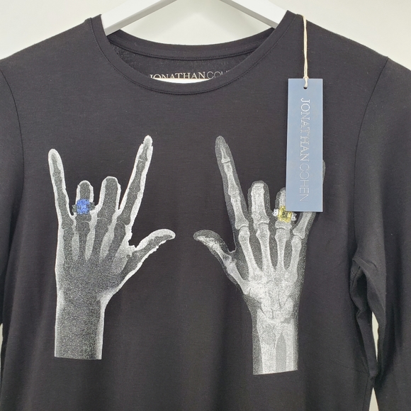 Jonathan Cohen Graphic Tee Black Skeleton Hands Rocker NEW - Picture 6 of 6
